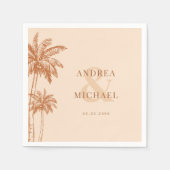 Terracotta Palm Trees & Ampersand Beach Bruiloft Servet (Voorkant)