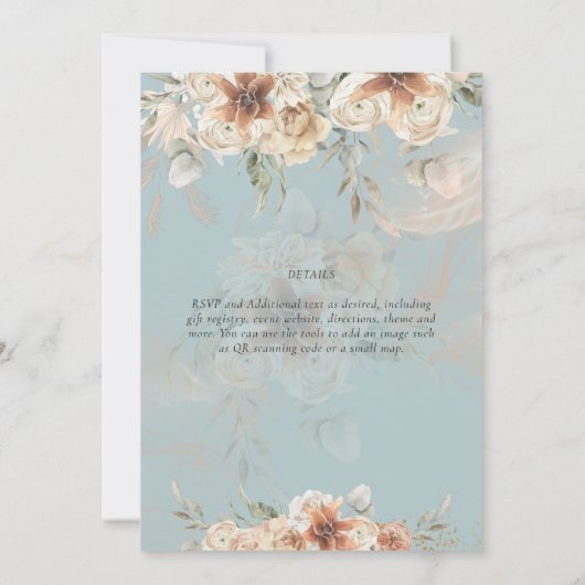 Terracotta Pampagras BOHO Bruiloft Kaart (Achterkant)