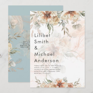 Terracotta Pampagras BOHO Bruiloft Kaart