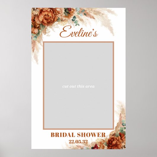 Terracotta pampagras bruidsshower fotoprops poster (Voorkant)