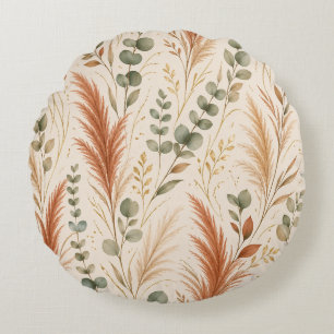 Terracotta Pampagras Eucalyptus Neutraal Boho Rond Kussen