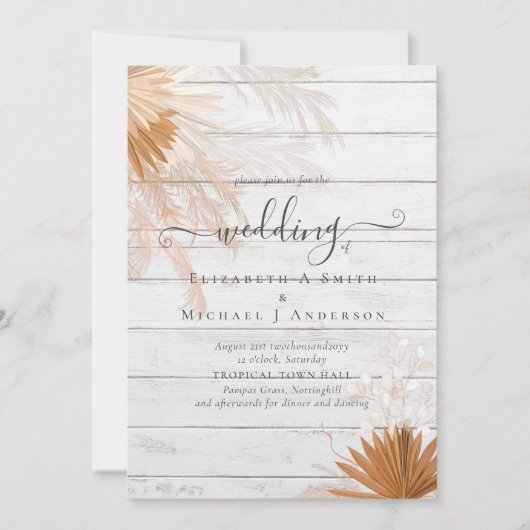 Terracotta Pampagras Tropische Bruiloft (Voorkant)