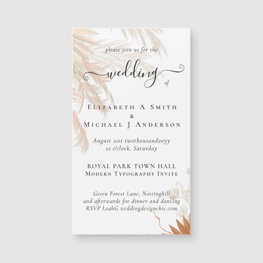 Terracotta Pampagras Tropische Bruiloft (Voorkant)