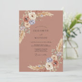 Terracotta Pampas Boho Eucalyptus Bruiloft Kaart (Staand voorkant)