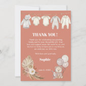 Terracotta Pampas Boho Schattige Beer Baby shower Bedankkaart (Voorkant)