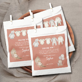 Terracotta Pampas Boho Schattige Beer Baby shower Bedankzakje