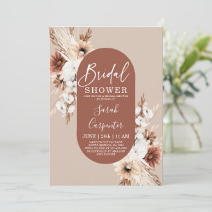 Terracotta Pampas Bridal Shower Kaart