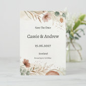 Terracotta Pampas Bruiloft Save The Date (Staand voorkant)