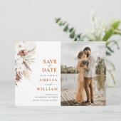 terracotta pampas floral bruiloft Save the Date (Staand voorkant)