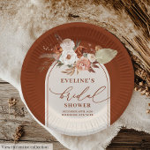 Terracotta Pampas Floral Paper Plate Bridal Shower Papieren Bordje