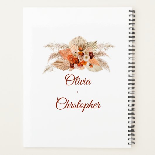 Terracotta pampas graboho arch: bruiloft planner (Achterkant)