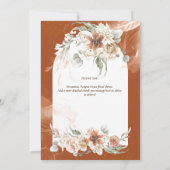 Terracotta Pampas Gras Bloemen Foto MET DANK Bedankkaart (Achterkant)