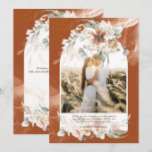 Terracotta Pampas Gras Bloemen Foto MET DANK Bedankkaart (Voorkant / Achterkant)