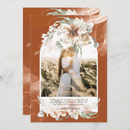 Terracotta Pampas Gras Bloemen Foto MET DANK Bedankkaart