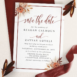 Terracotta Pampas Gras Bloemen Save The Date Kaart