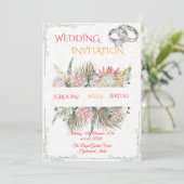 Terracotta Pampas Gras Boho Uitnodiging (Staand voorkant)