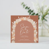 Terracotta pampas gras botanische elegant modern save the date (Staand voorkant)