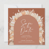 Terracotta pampas gras botanische elegant modern save the date (Voorkant)