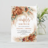 Terracotta pampas gras eucalyptus koppels douche kaart (Staand voorkant)