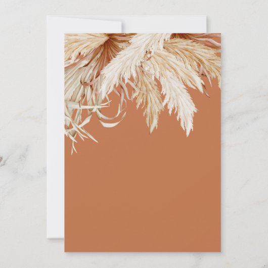 Terracotta Pampas Gras Foto Bewaar De Datum Save The Date (Achterkant)