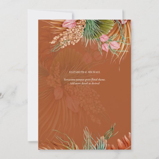 Terracotta Pampas Gras FOTO Trouw Uitnodiging Save (Achterkant)