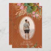 Terracotta Pampas Gras FOTO Trouw Uitnodiging Save (Voorkant / Achterkant)