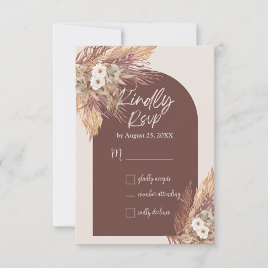 Terracotta Pampas Gras RSVP Kaart | Rustieke Boho (Voorkant)