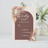 Terracotta Pampas Gras RSVP Kaart | Rustieke Boho (Staand voorkant)
