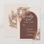 Terracotta Pampas Gras RSVP Kaart | Rustieke Boho (Voorkant / Achterkant)