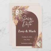 Terracotta Pampas Gras Save the Date | Rustiek Kaart (Voorkant / Achterkant)