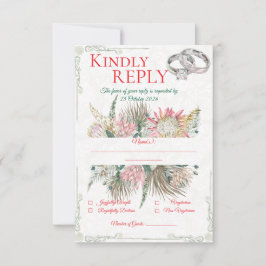 Terracotta Pampas Gras Trouwkaart Antwoordkaart RSVP Kaartje