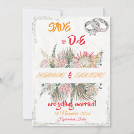 Terracotta Pampas Gras Trouwkaart Save The Date