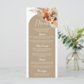 Terracotta pampas gras verbrand oranje Boho Arch Menu (Staand voorkant)