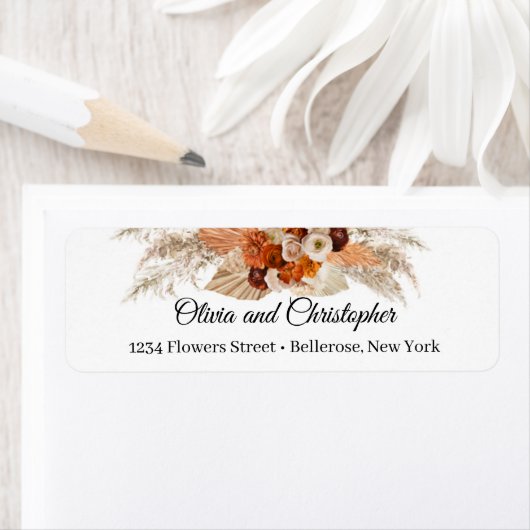 Terracotta pampas gras verbrand oranje koper etiket (Insitu)