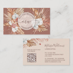 Terracotta Pampas Gras Watercolor Boho Logo Visitekaartje