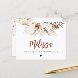 terracotta pampas gras zal je mijn bloemmeisje zij briefkaart