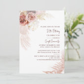 Terracotta Pampas Grass 80ste Verjaardag Party Kaart (Staand voorkant)