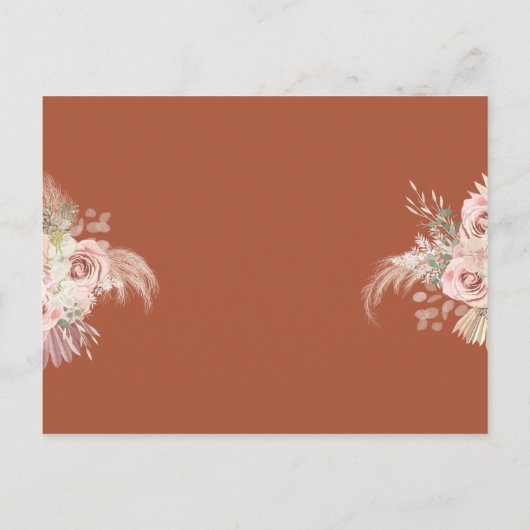 Terracotta Pampas Grass Arch Baptism Christening Uitnodiging Briefkaart (Achterkant)