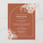 Terracotta Pampas Grass Arch Baptism Christening Uitnodiging Briefkaart (Voorkant)