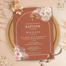 Terracotta Pampas Grass Arch Baptism Christening