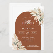 Terracotta Pampas Grass Baby shower Uitnodiging (Voorkant / Achterkant)