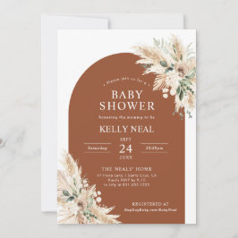 Terracotta Pampas Grass Baby shower Uitnodiging