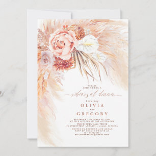 Terracotta Pampas Grass Bloemenrepetitie Diner Kaart