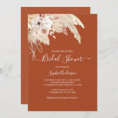 Terracotta Pampas Grass Bohemian Vrijgezellenfeest Kaart (Voorkant / Achterkant)