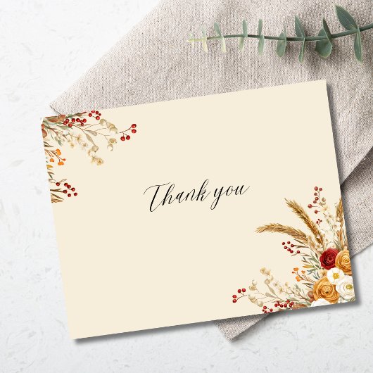  Terracotta Pampas Grass Boho Herfst Bedankkaart