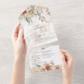 Terracotta Pampas Grass BOHO Wedding All In One Uitnodiging (Afscheurbaar)