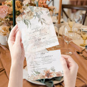 Terracotta Pampas Grass BOHO Wedding All In One Uitnodiging