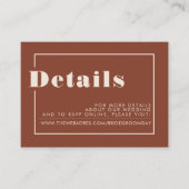 Terracotta Pampas Grass Boho Wedding Details Informatiekaartje (Voorkant)