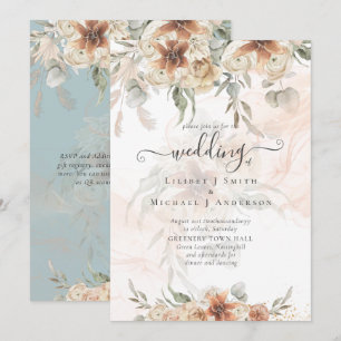 Terracotta Pampas Grass BOHO Wedding Kaart