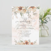 Terracotta Pampas Grass BOHO Wedding Kaart (Staand voorkant)